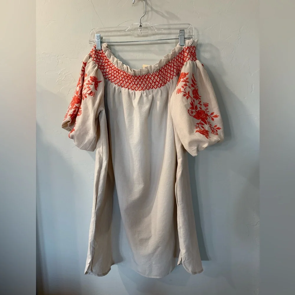 NWT Umgee Embroidered Off-Shoulder Dress Size Medium - Picture 1 of 6